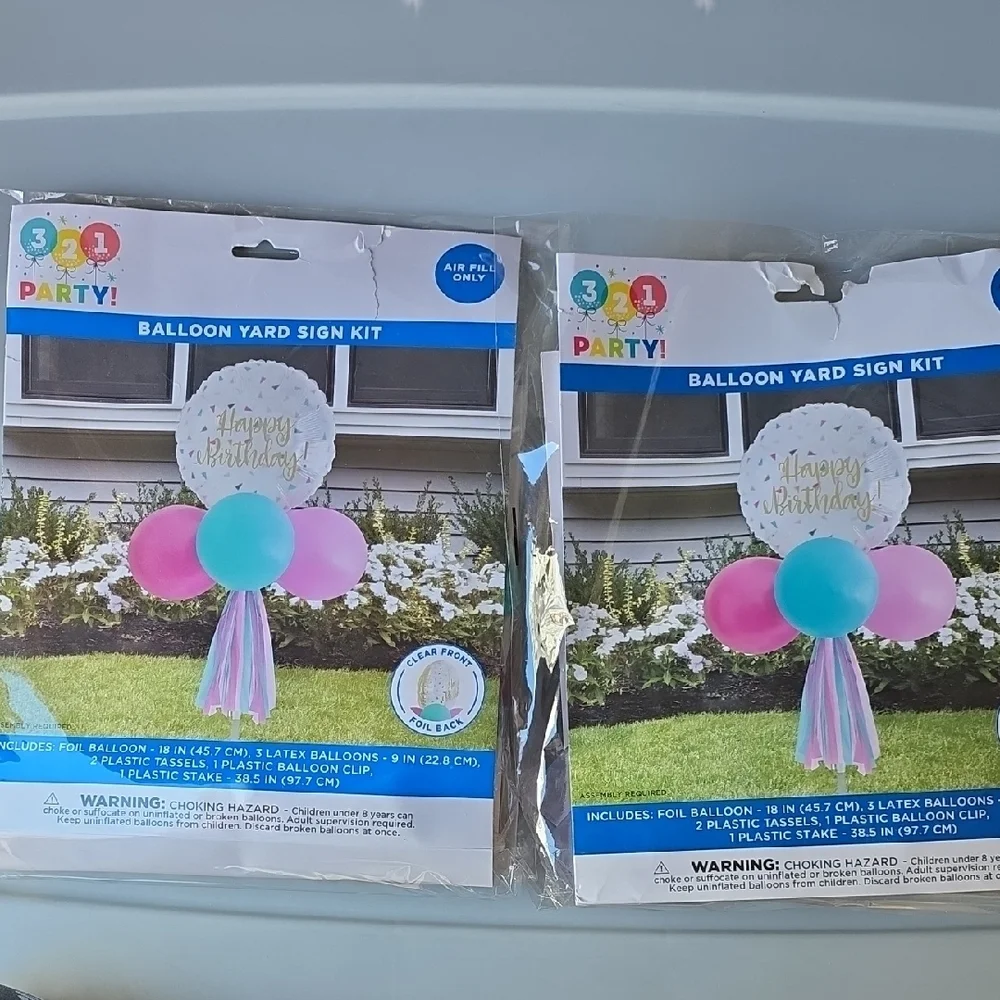 321 Party! Triangle Confetti Birthday Balloon Yard Sign Kit- Set of 2